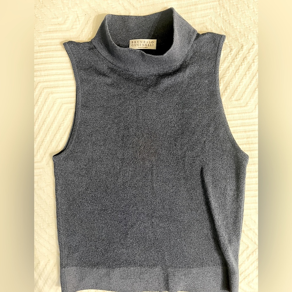 Brunello cuccinelli blue shimmer top size medium